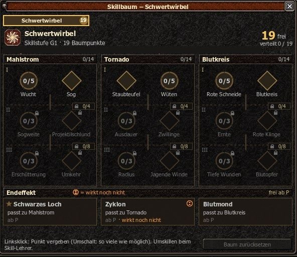 Skillbaum von Schwertwirbel mit drei Ästen und drei Endeffekten